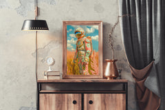 An astronaut in a space suit in a flower field wall art - beink online art store