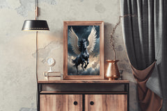 Black Unicorn With Horns Animal Wall Art