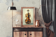 Violin Made of Blocks And Pieces of Wood Wall Art