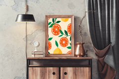 Drawing Of a Cut Orange Wall Art - beink online art store