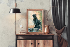 Watercolor Black Cat Animal Wall Art