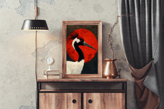 Black and Red Crane Wall Art