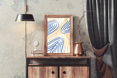 Blue And Yellow Wavy Lines Wall Art