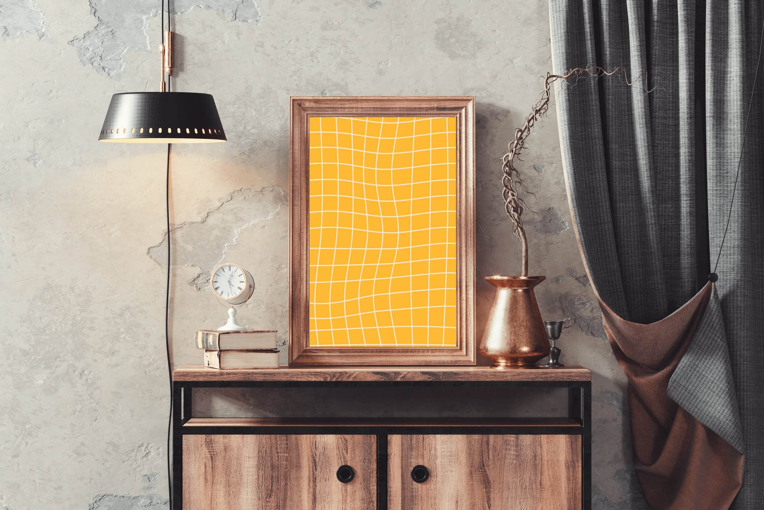 Yellow Curved Background Painting Wall Art - beink online art store