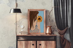 Girl With a Sunflower Wall Art