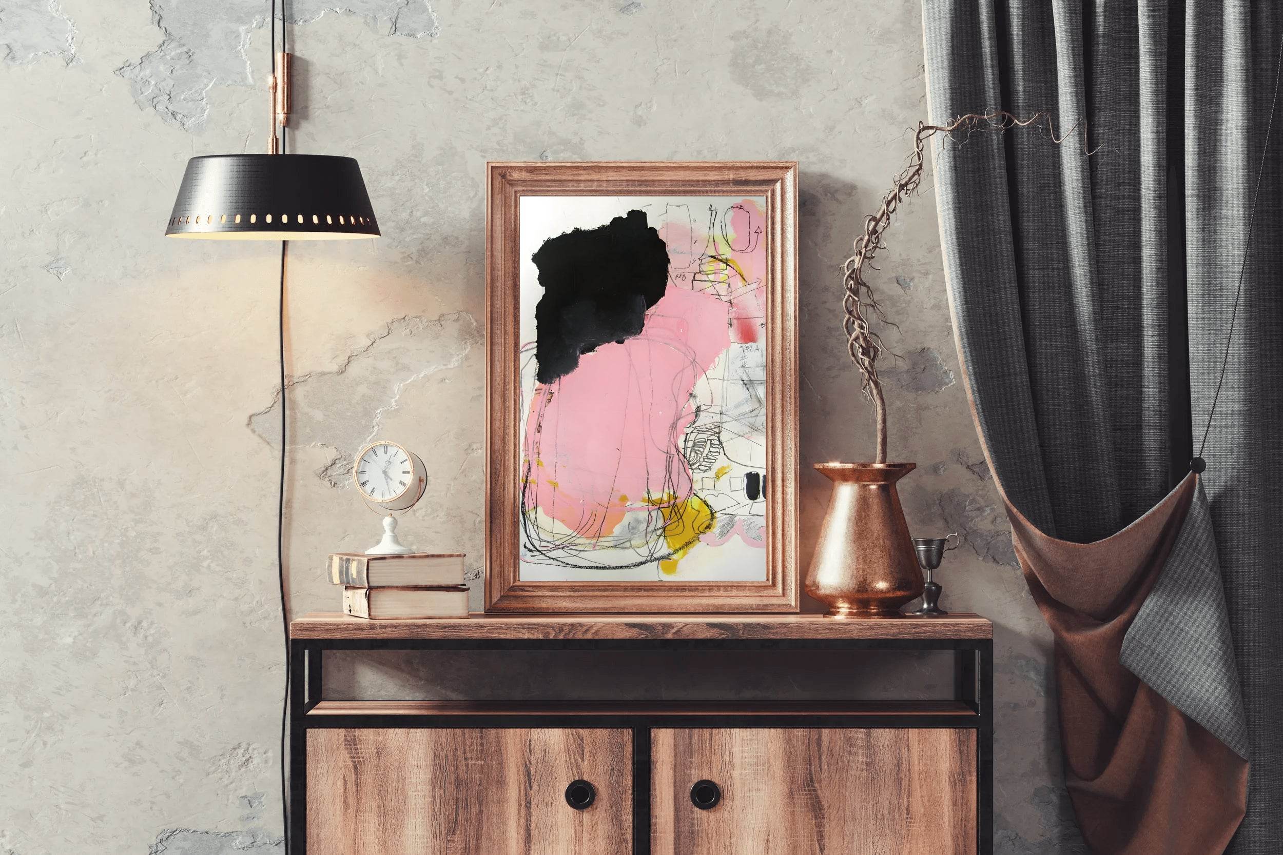 Pink and Black Chaos Modern Wall Art - beink online art store