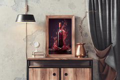 Red Wine Bottle With Purple Background Wall Art