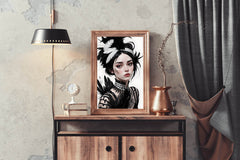 Lady with Feather Clothes Wall Art - beink online art store