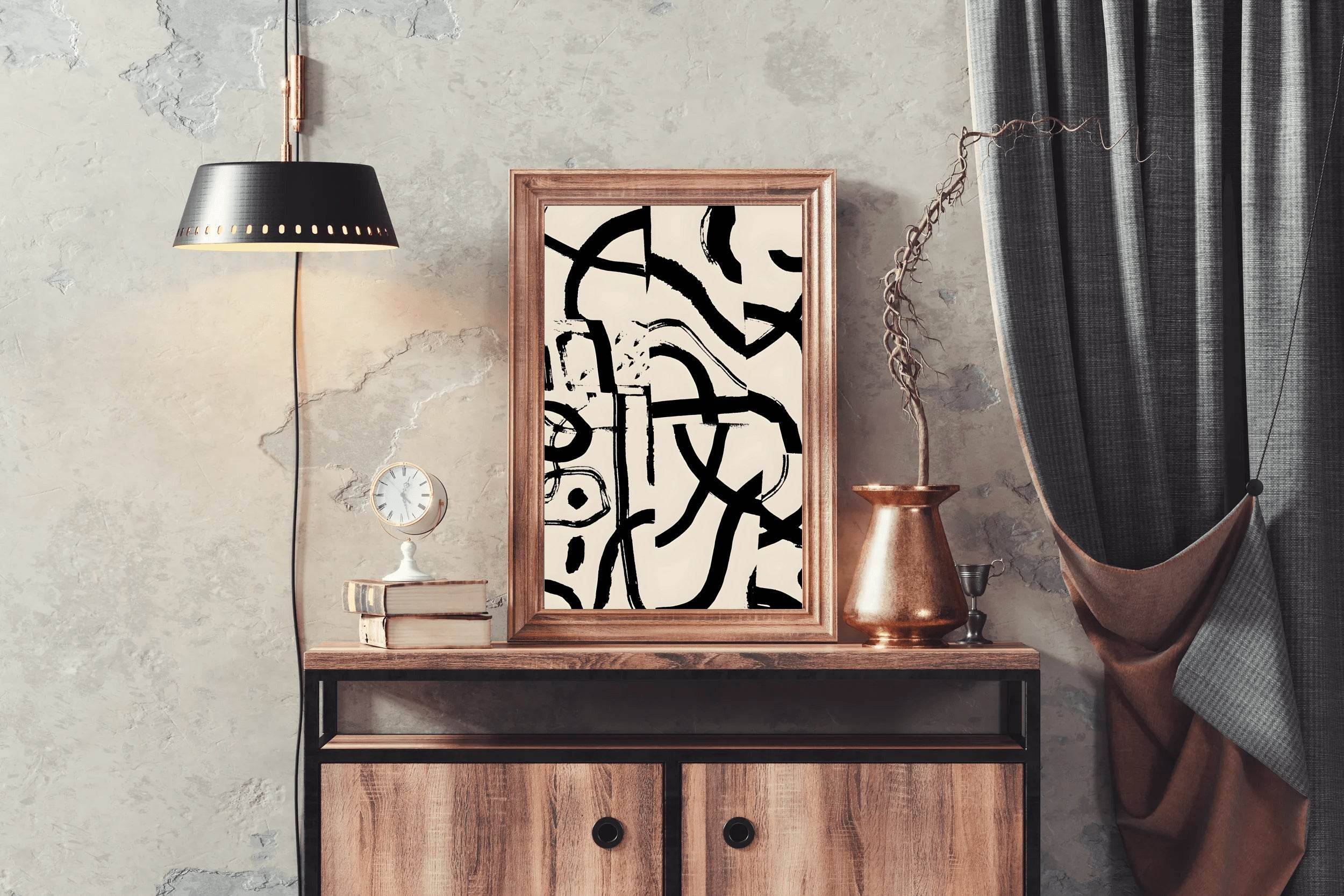 Black Ink Scribble Modern Wall Art - beink online art store