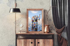 Colorful Robotic Elephant Animal Wall Art