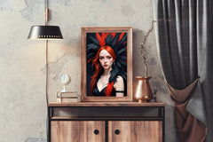 Red Hair Lady with Black Dress Wall Art - beink online art store