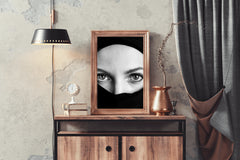 Woman Wearing Burqa Black & White Wall Art