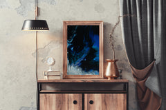 Blue Mix flowing Paint Abstract Wall Art