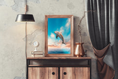 Fantsy Dolphin Jumping Out of Water Wall Art