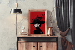 Elegant Lady With Black Hat Modern Wall Art