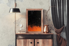 Orange glow night sky with stars wall art - beink online art store