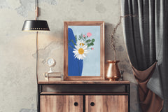 Flowers With Blue Vase Wall Art