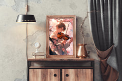 Young Anime Boy Playing violin Wall  Art