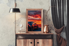 Black Camaro Sunset Wall Art