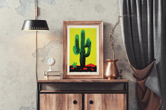 Vibrant Green Saguaro Cactus Wall Art