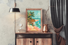 Leopard on the Beach Wall Art