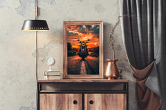 Motorcycle in Sunset Wall Art