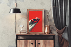 Red Sports Car & Red Background Wall Art