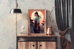 Anime Style Portrait of Traditional Japanese's Samurai Character Anime Wall Art - beink online art store