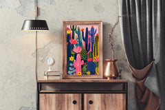 Colorful Cactus Garden Wall Art