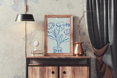 Blue Orchid Flowers in A Vase Wall Art