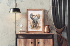 Elephant Running in Dirt Animal Wall Art