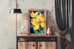 Golden Bloom Modern Wall Art