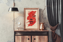 A Woman's Face In Red Wall Art