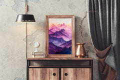 Colorfull Watercolor Mountain Wall Art