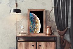 Multicolor Planet Fluid Painting Abstract Wall Art