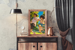 Anime style Boy and Girl Couple Running  Wall  Art