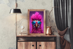 Purple Color Bird Wearing Glasses Wall Art