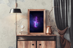 Electric Rock Guitar With Neon Lights Wall Art