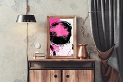 Astronaut Pink Minimalist Modern Abstract Wall Art