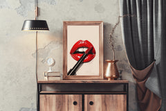 Red Lipstick On The Lips Wall Art