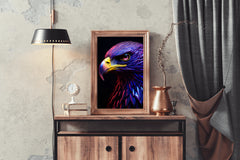 Golden Eagle Painted Blue and Pink Bird Wall Art