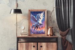 Painting of White Flying Unicorn Wall Art