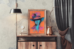 Painting Of A Woman With A Brimmed Hat Wall Art