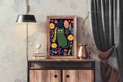 Painting Of a Cat Among Flowers Wall Art - beink online art store