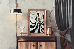 Swirling Silhouette-Black and White stripes Modern Art