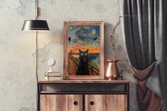 Screaming Black Cat Painting Wall Art