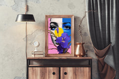 Modern Girl With Flowers Abstract Wall Art