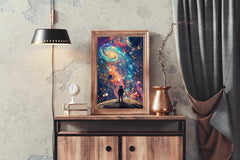 An alien planet's sky full of strange constellations and colorful nebulae - beink online art store