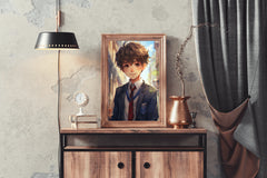 Anime style portrait of young Student school in Uniform  Wall  Art