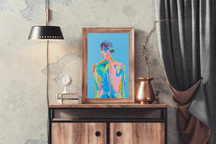 Colorful Watercolor Painting of a Woman Wall Art